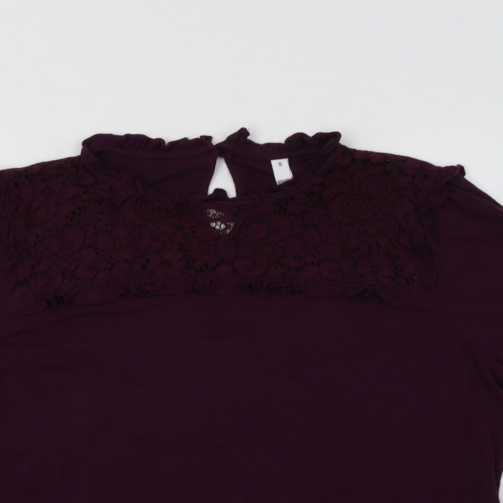 Henry Holland Womens Purple   Basic Blouse Size 16  - Lace Detail