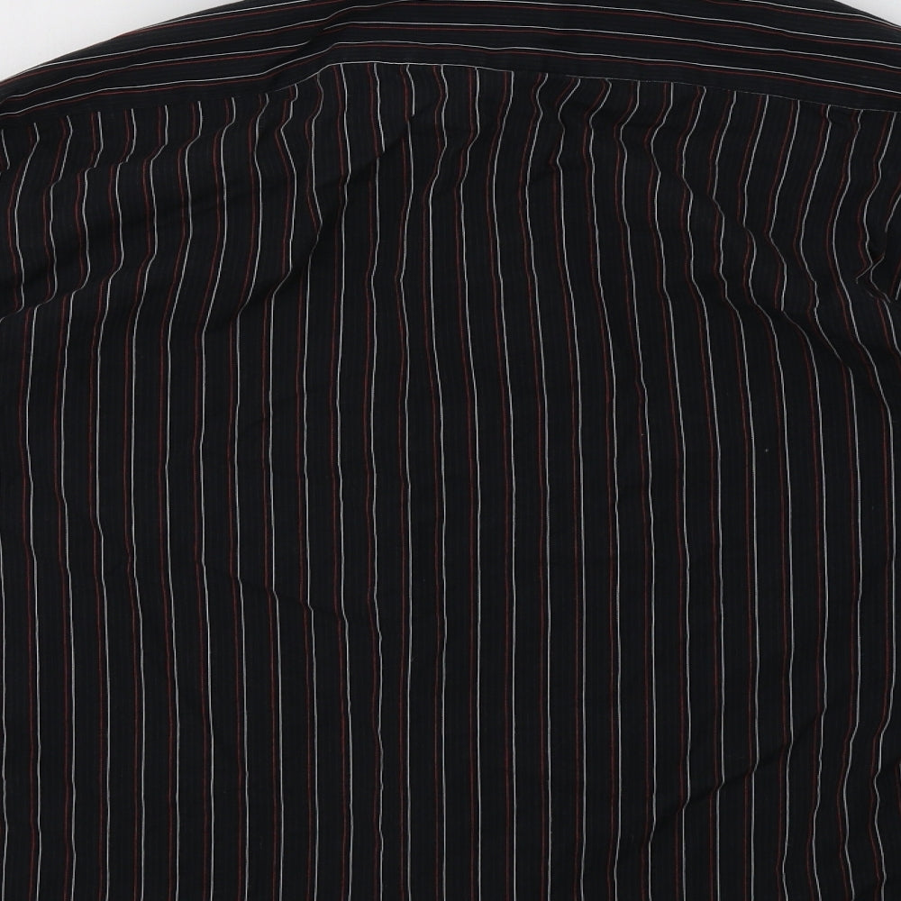 Tom English Mens Black Striped   Dress Shirt Size L