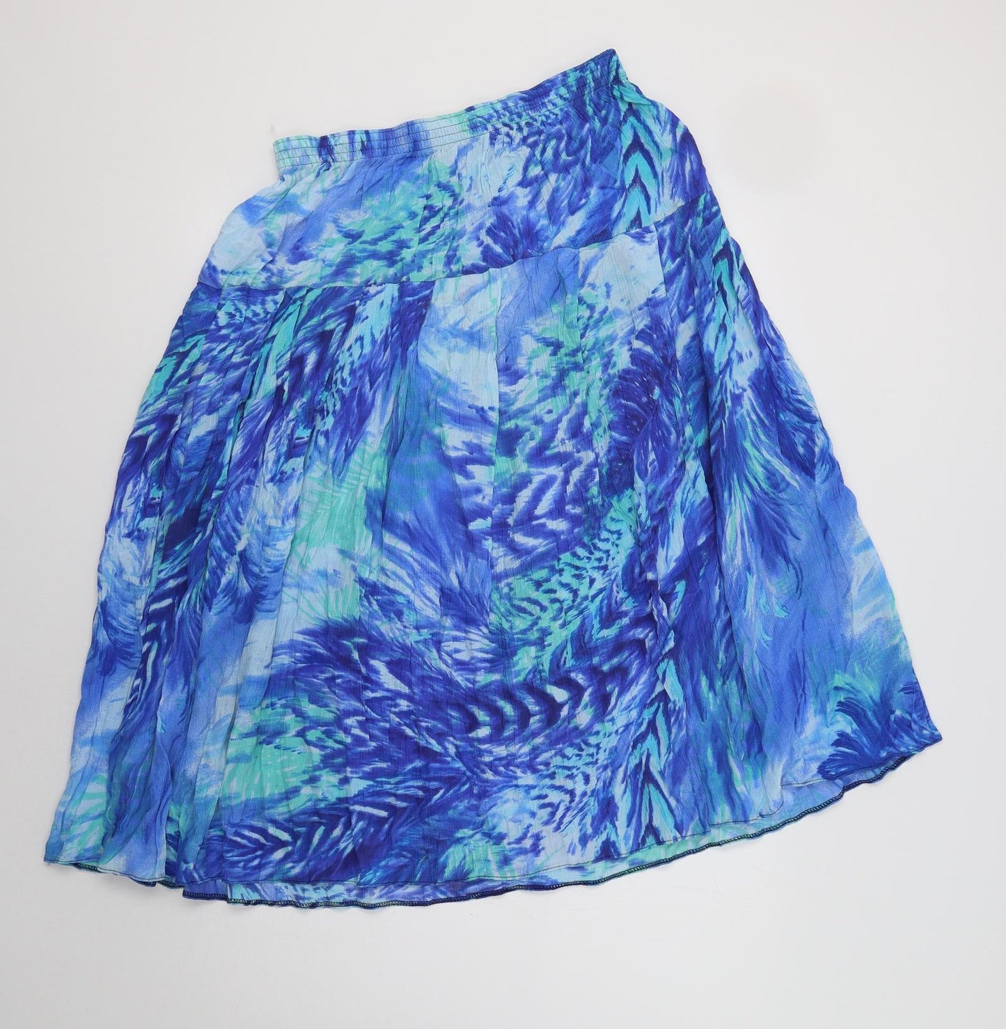 KC Ann Womens Blue Geometric  A-Line Skirt Size M