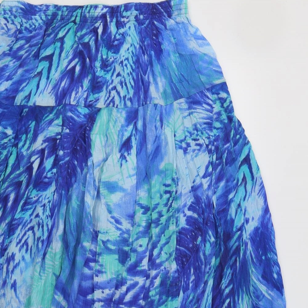 KC Ann Womens Blue Geometric  A-Line Skirt Size M