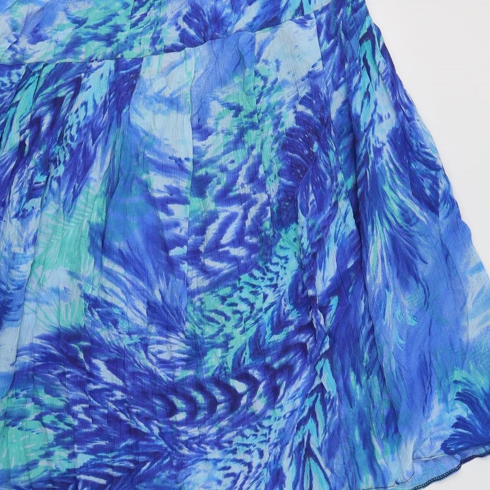 KC Ann Womens Blue Geometric  A-Line Skirt Size M