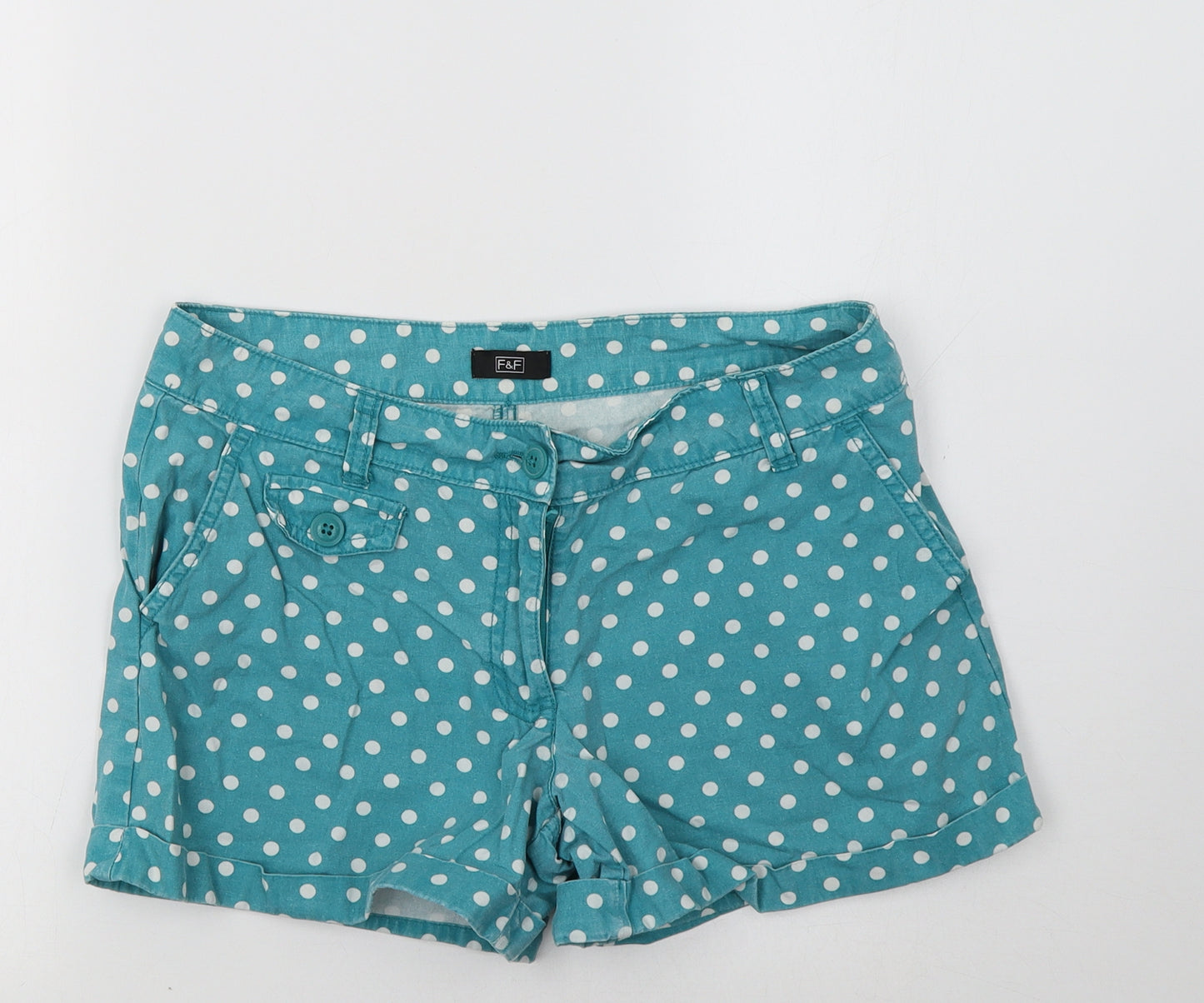 F&F Womens Green Polka Dot  Bermuda Shorts Size 10