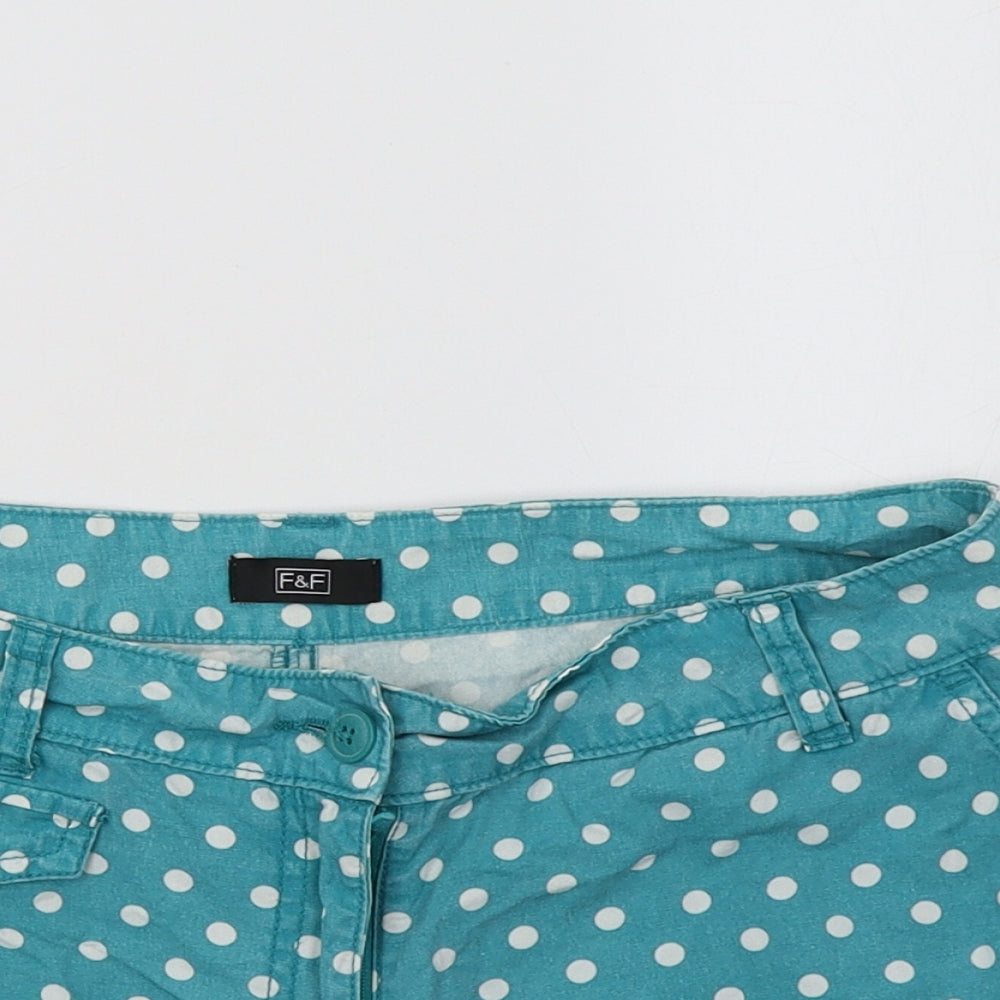 F&F Womens Green Polka Dot  Bermuda Shorts Size 10