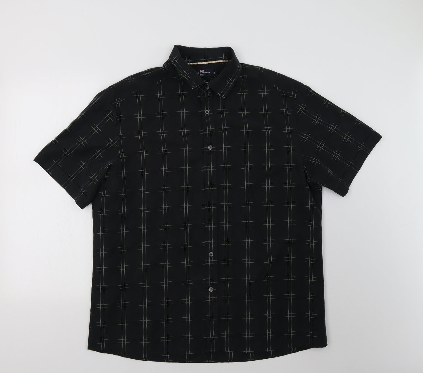 M&S Mens Black Check   Button-Up Size XL