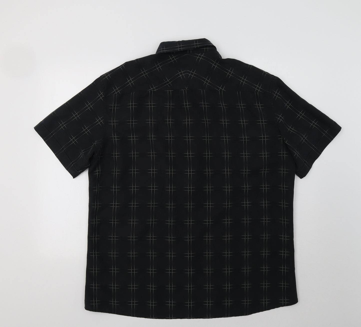 M&S Mens Black Check   Button-Up Size XL