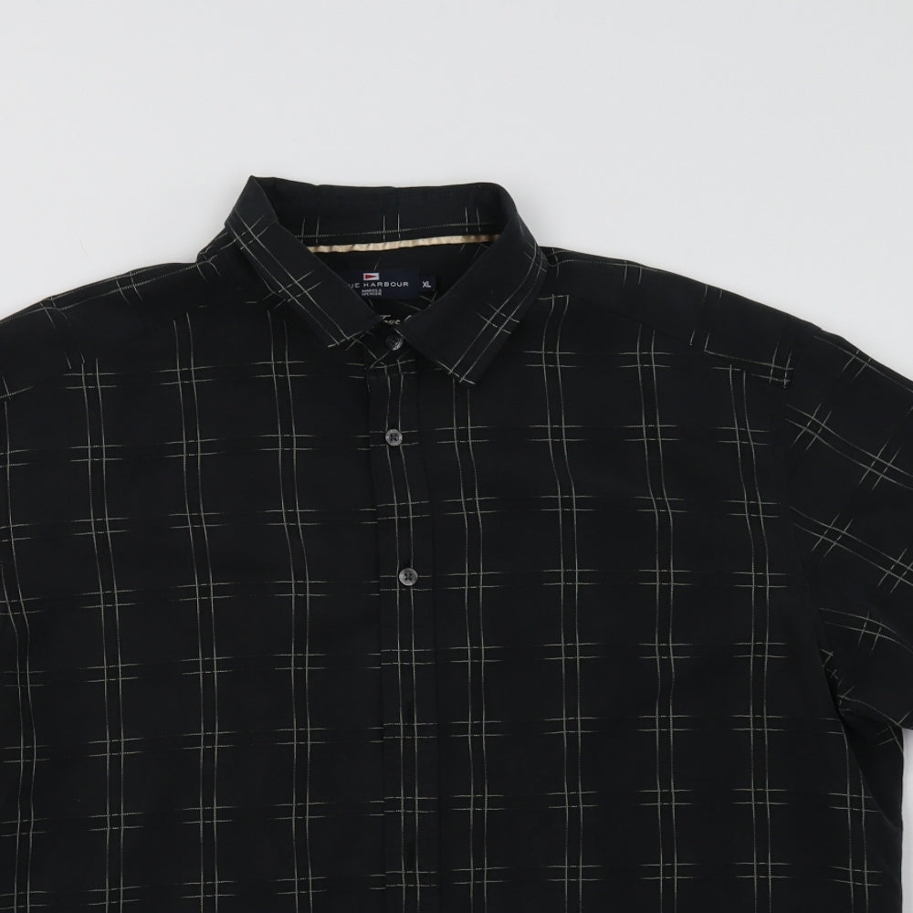 M&S Mens Black Check   Button-Up Size XL