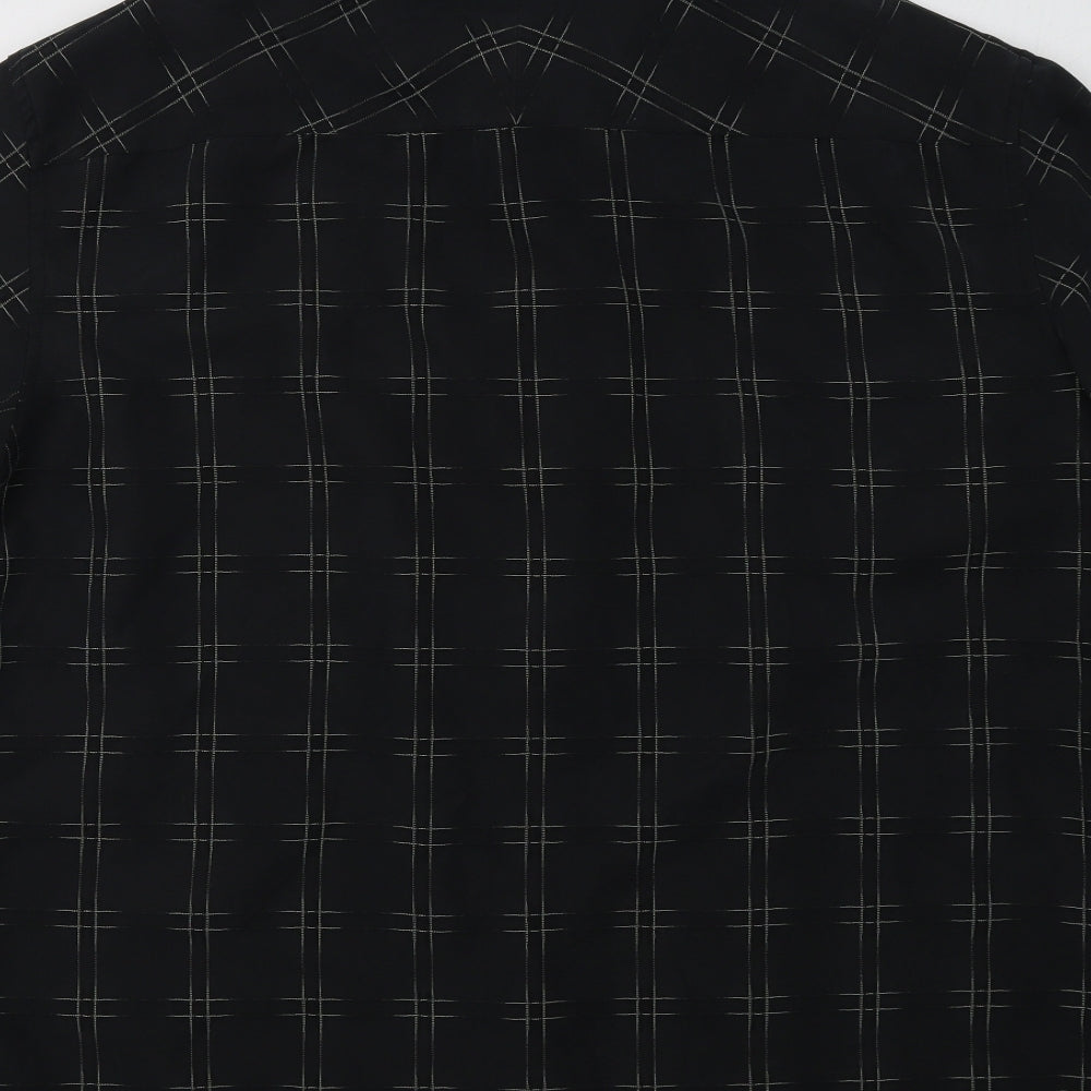 M&S Mens Black Check   Button-Up Size XL