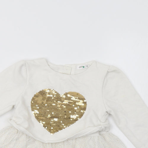 Pepco Baby White   Fit & Flare  Size 18-24 Months  - Heart