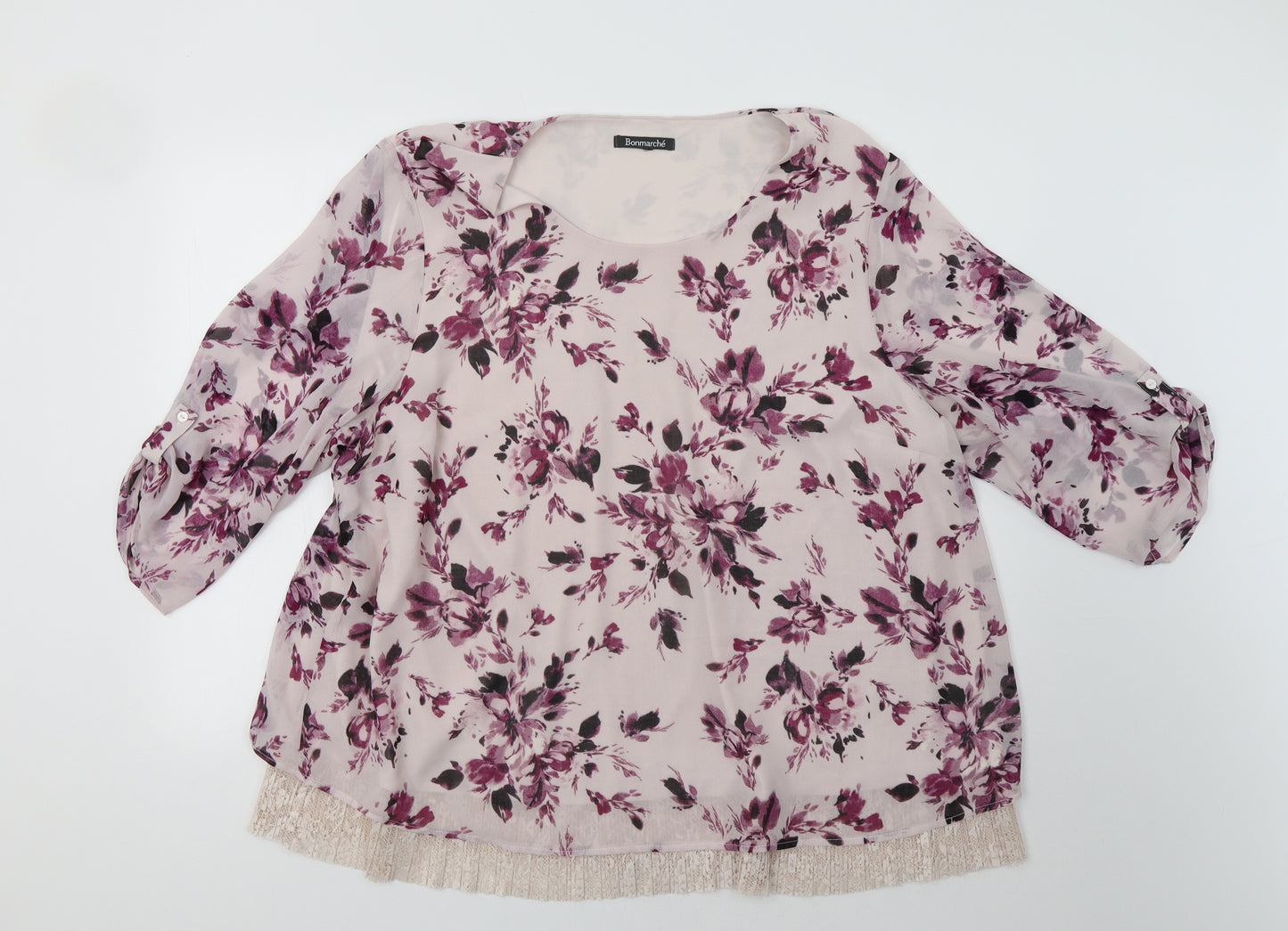Bonmarché Womens Pink Floral  Tunic Blouse Size 20