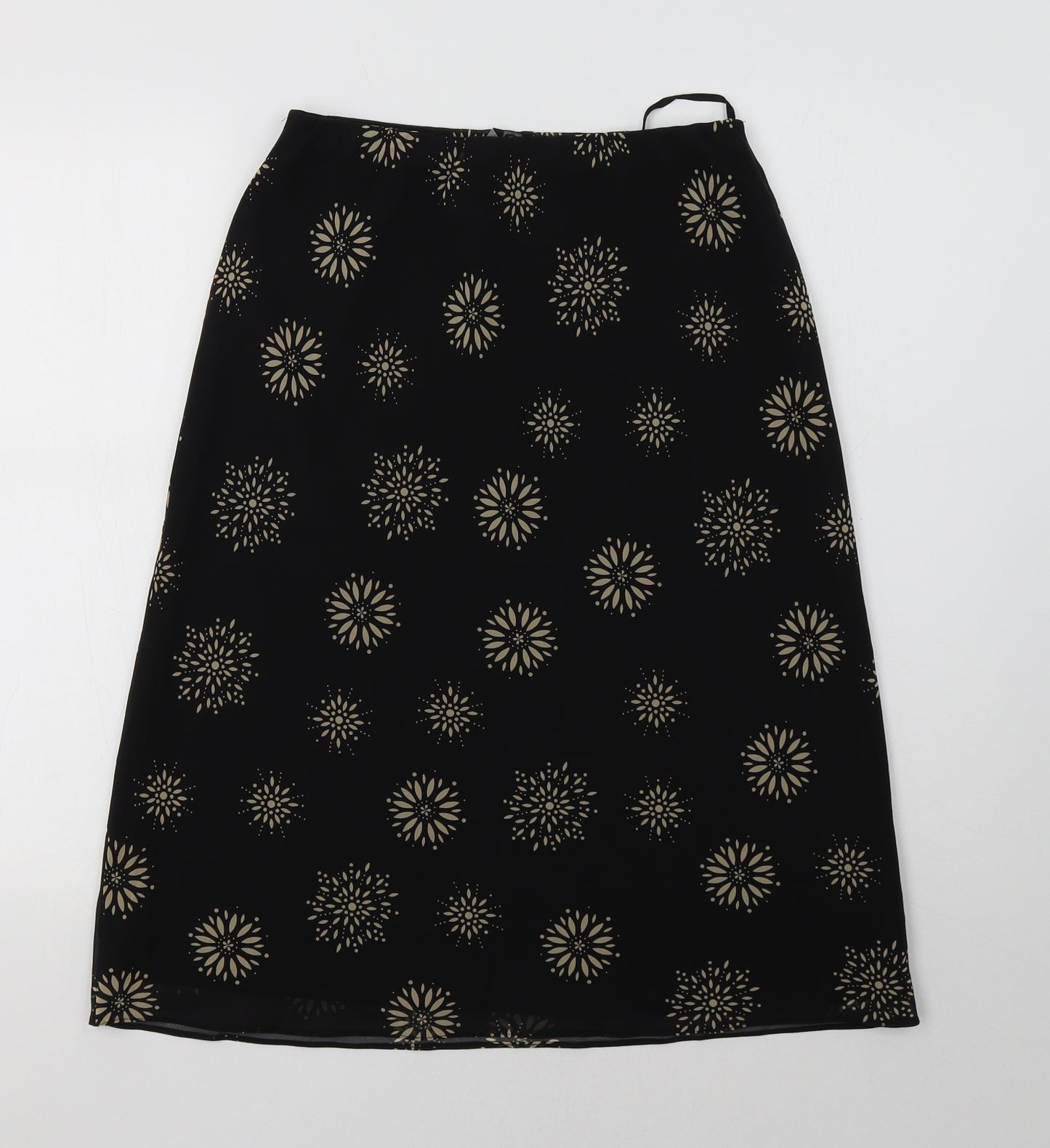 AMARANTO Womens Black Floral  A-Line Skirt Size S