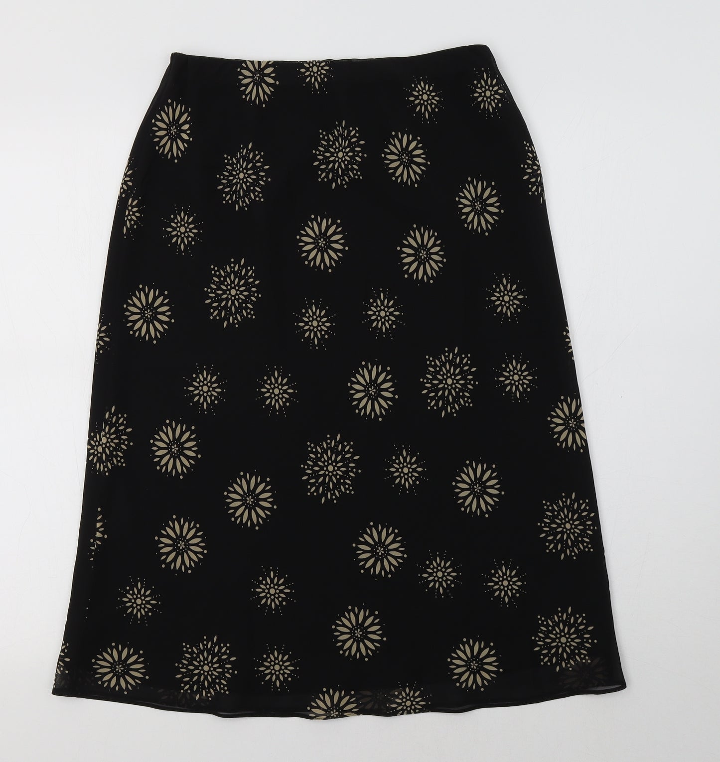 AMARANTO Womens Black Floral  A-Line Skirt Size S