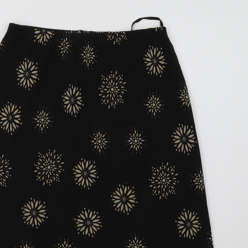 AMARANTO Womens Black Floral  A-Line Skirt Size S