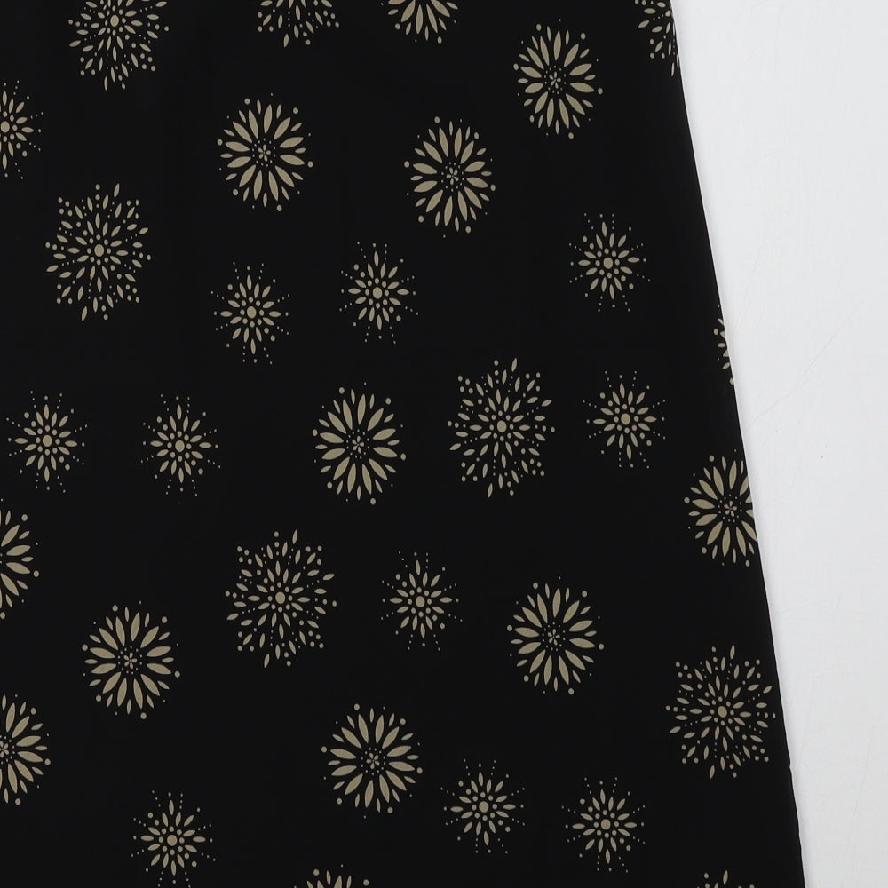 AMARANTO Womens Black Floral  A-Line Skirt Size S