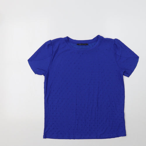 M&S Womens Blue Polka Dot  Basic Blouse Size 10