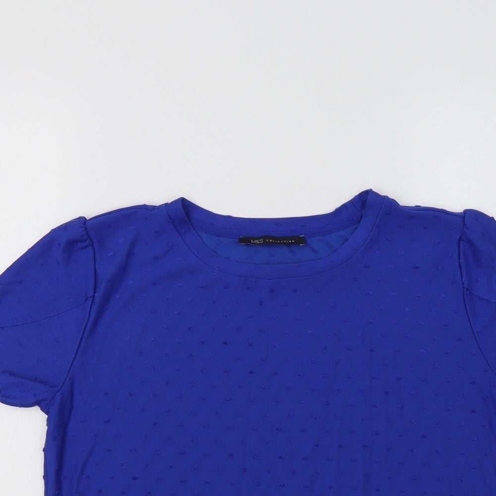 M&S Womens Blue Polka Dot  Basic Blouse Size 10
