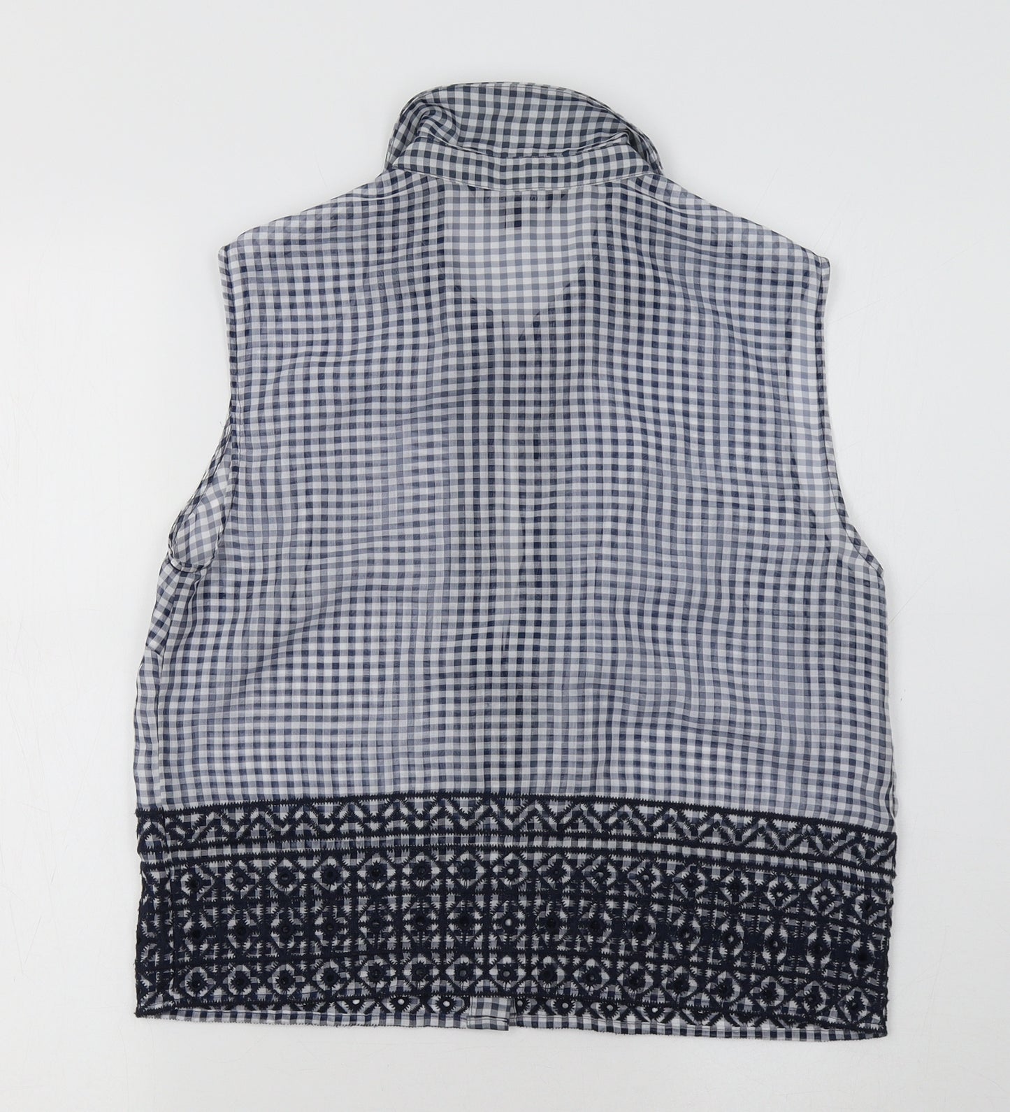 M&S Womens Blue Check  Basic Blouse Size 10