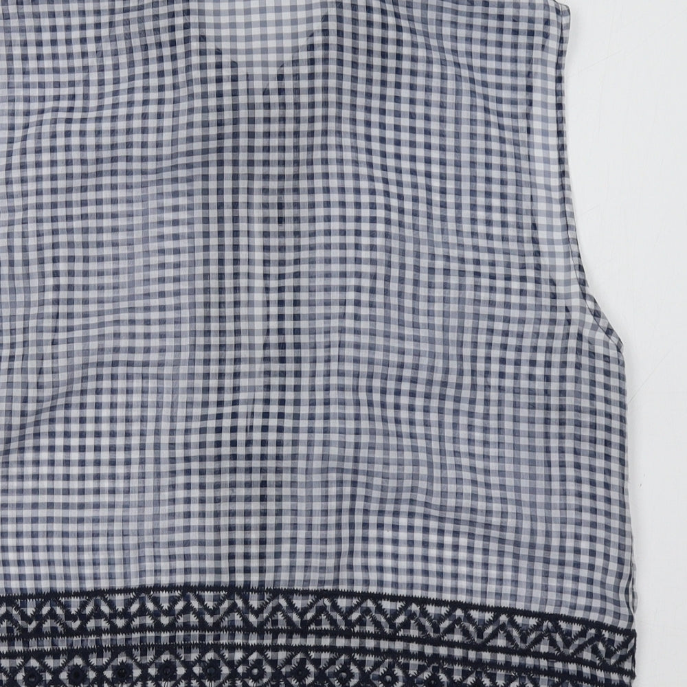 M&S Womens Blue Check  Basic Blouse Size 10
