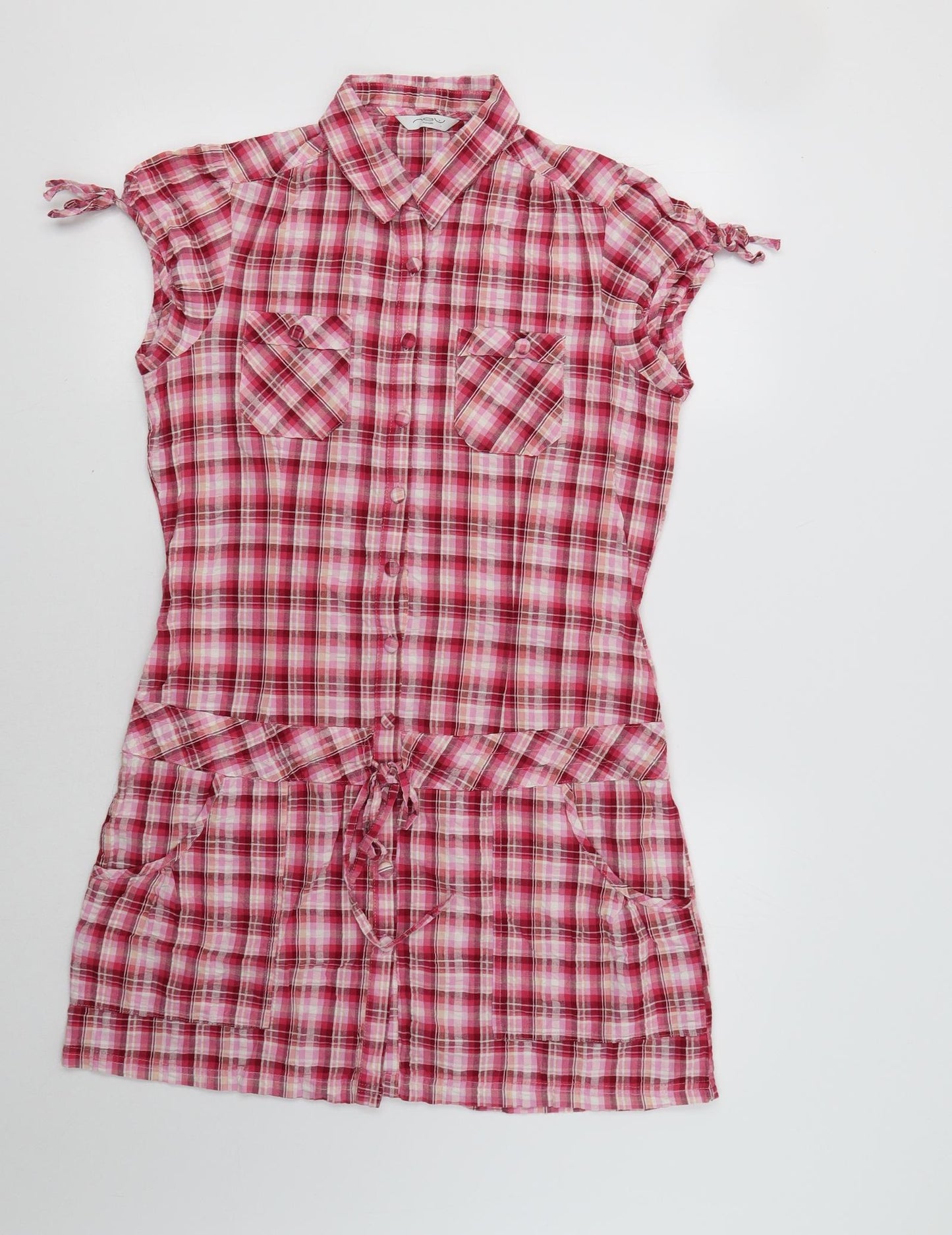 New Look Womens Pink Check  Shirt Dress  Size 12
