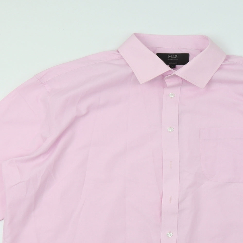 M&S Mens Pink    Dress Shirt Size 17