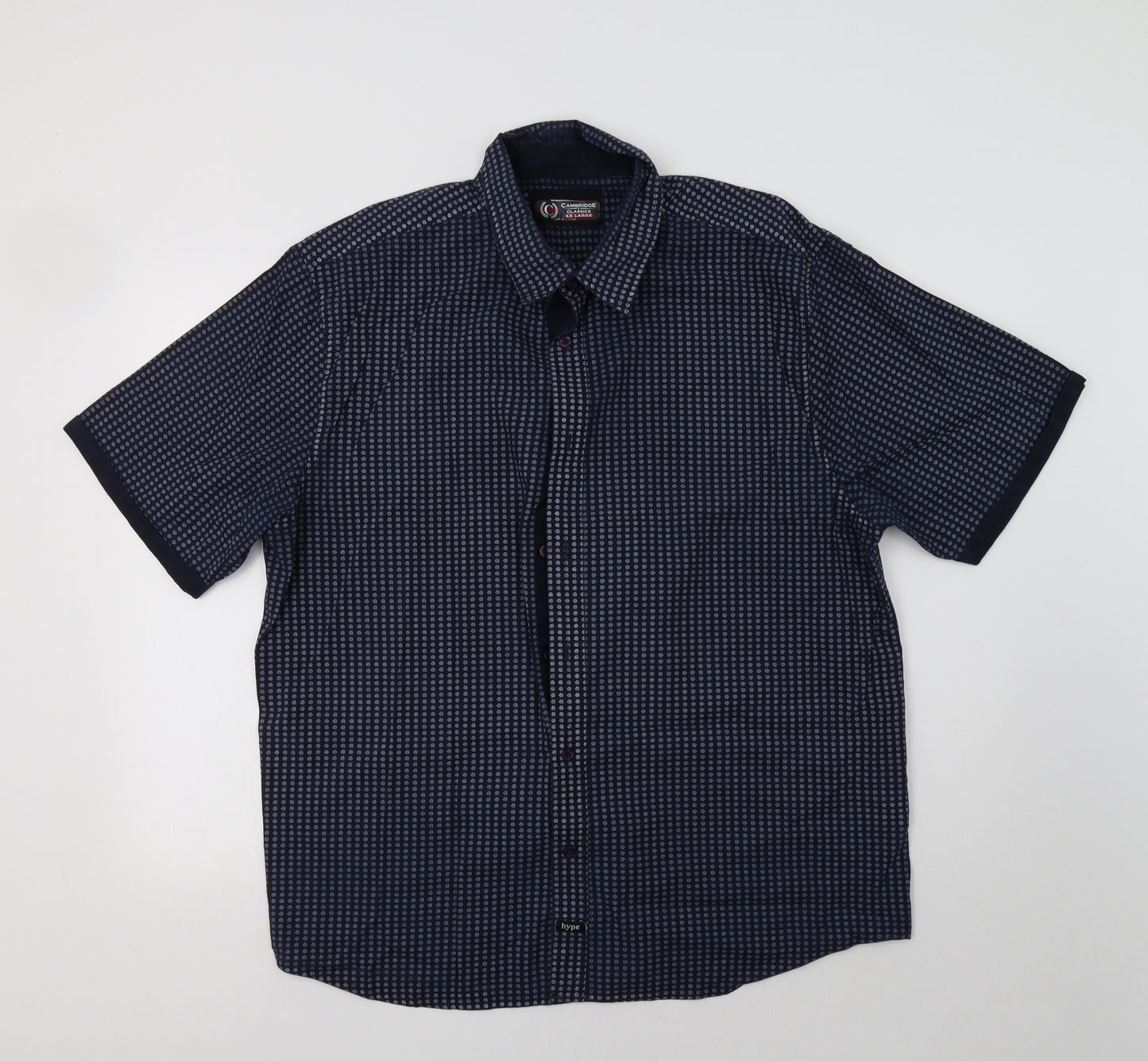 Cambridge Classics Mens Blue Geometric   Button-Up Size 2XL