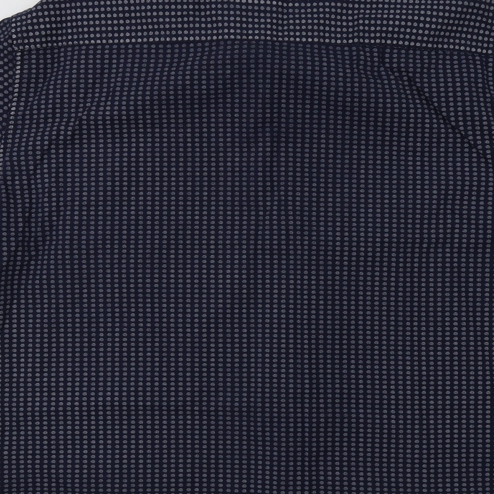 Cambridge Classics Mens Blue Geometric   Button-Up Size 2XL