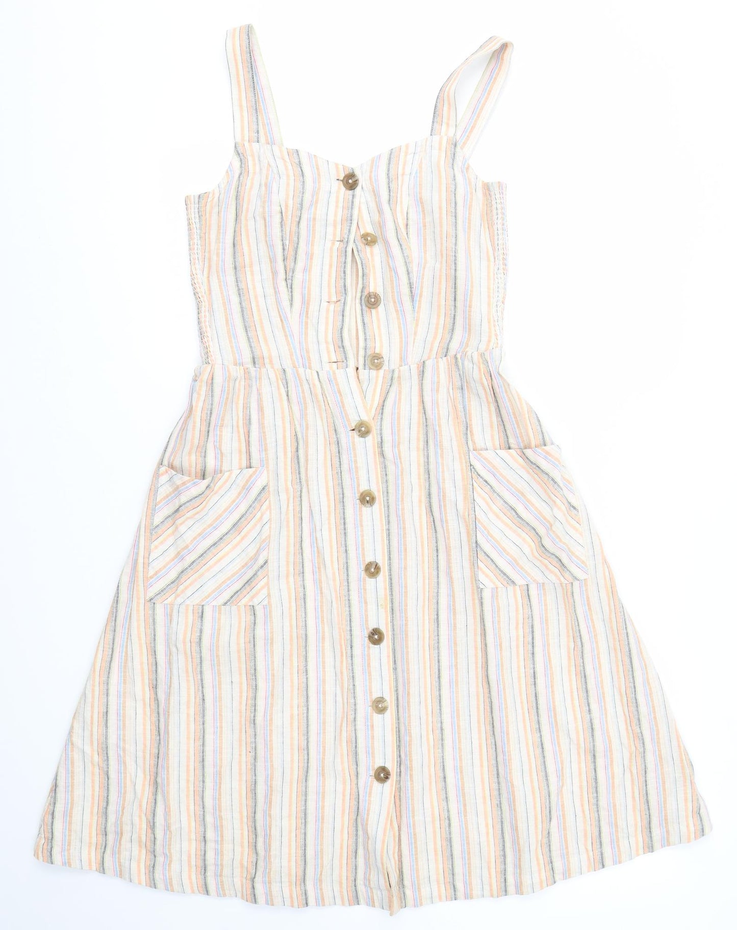 Fat Face Womens Multicoloured Striped  Pinafore/Dungaree Dress  Size 8