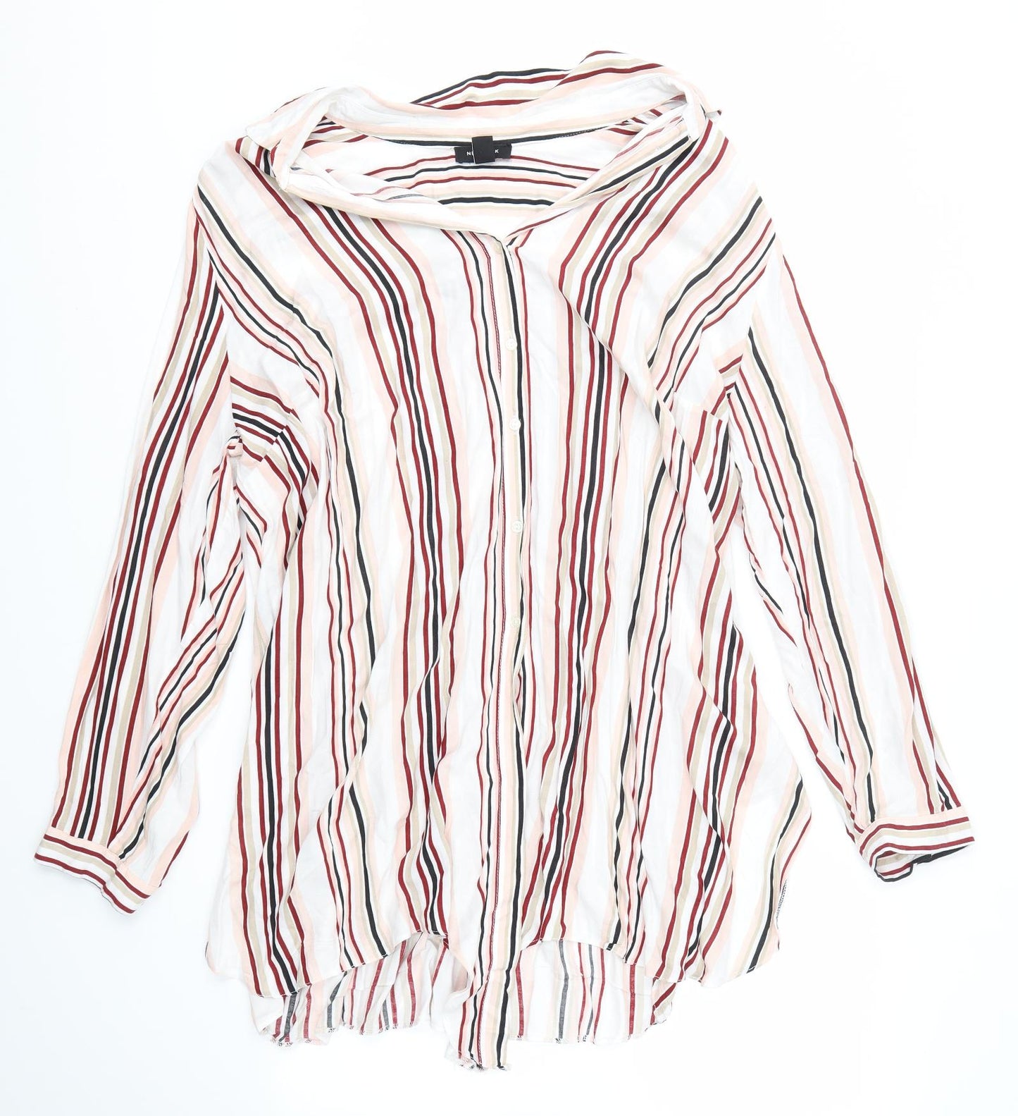 New Look Womens Multicoloured Striped  Basic Button-Up Size 24  - Curves