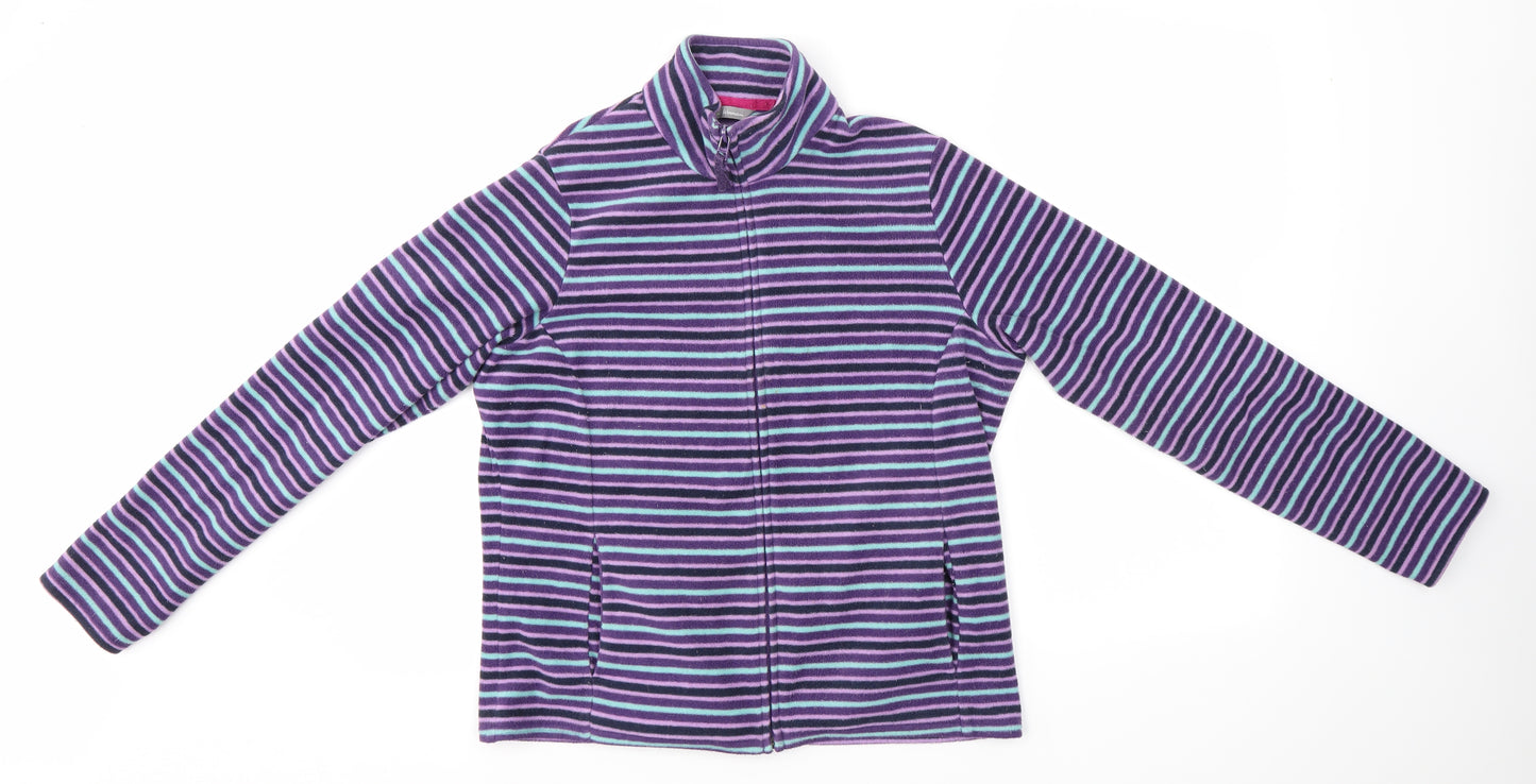 M&S Womens Purple Striped  Full Zip Jumper Size M