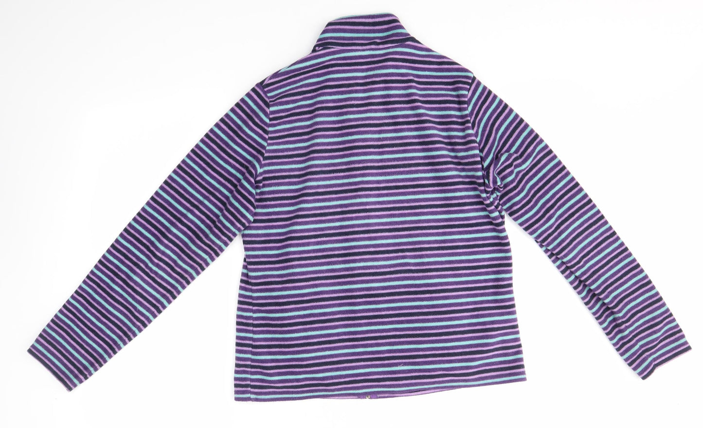 M&S Womens Purple Striped  Full Zip Jumper Size M