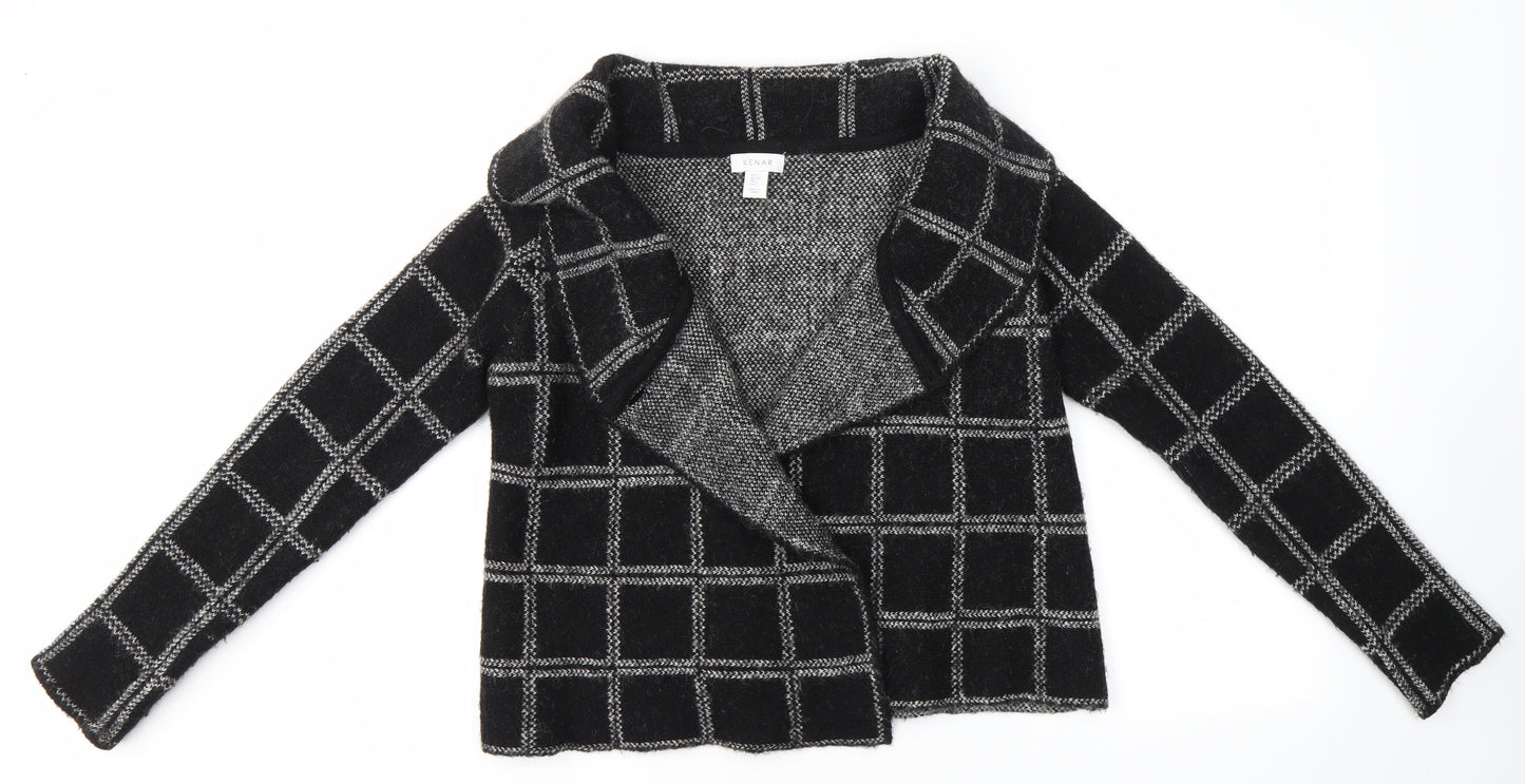 Kenar Womens Black Check  Cardigan Jumper Size S