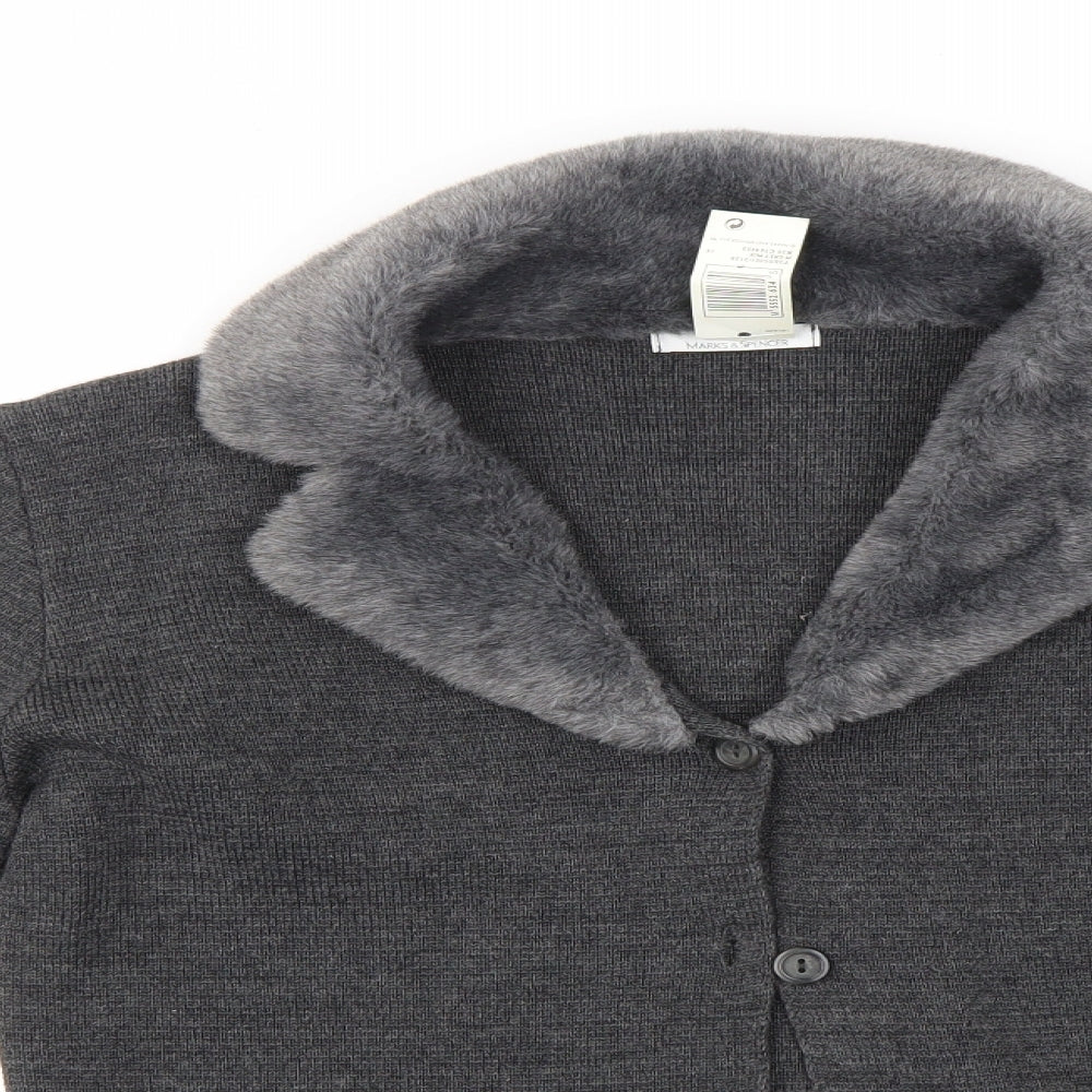 M&S Womens Grey   Cardigan Jumper Size 14