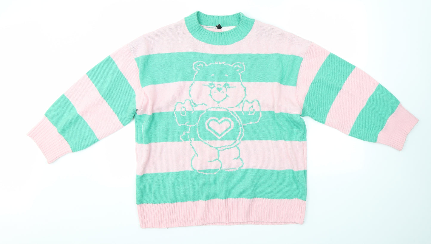H&M Mens Multicoloured Striped  Pullover Jumper Size XS  - Care Bears