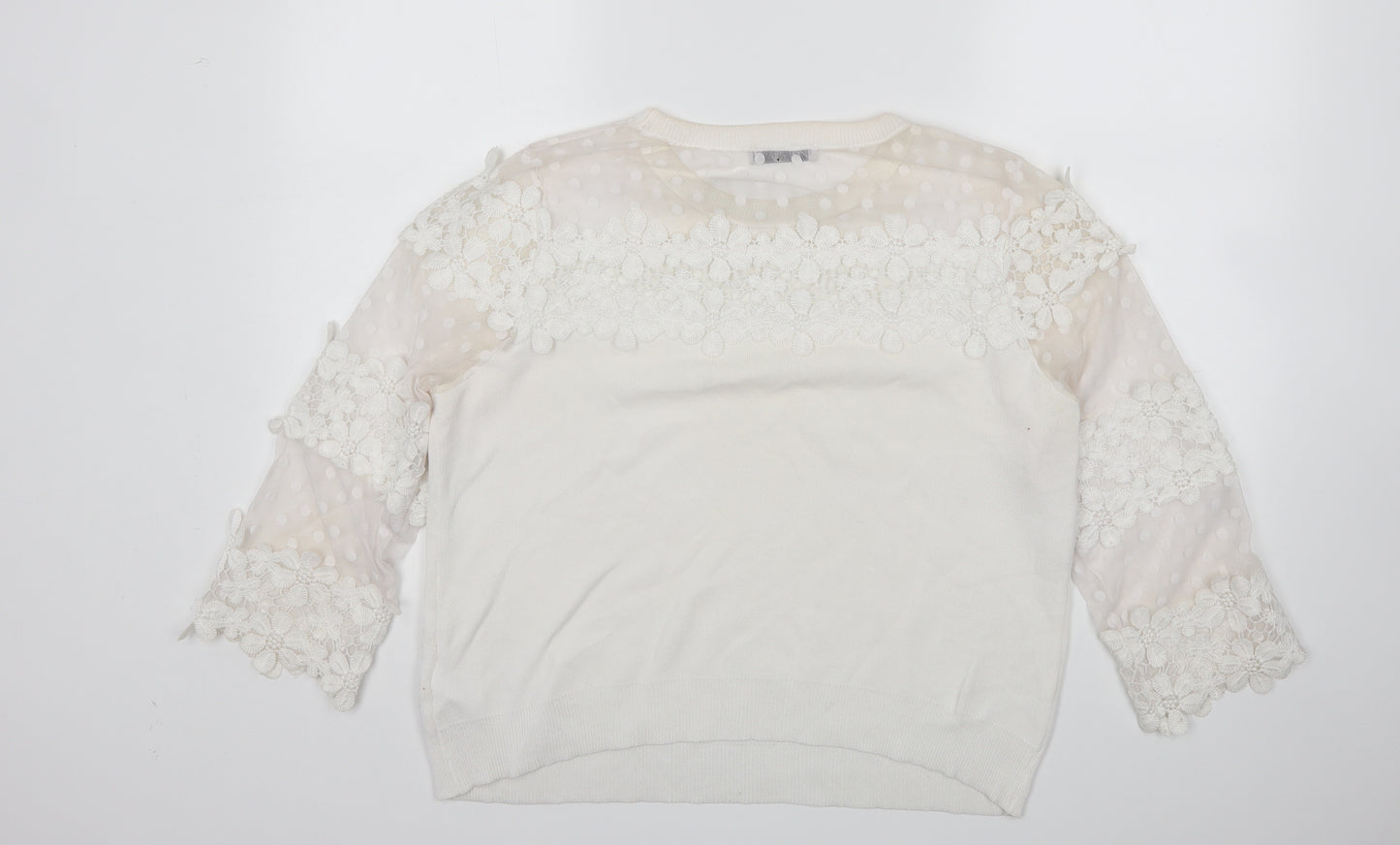 Per Una Womens White Floral  Pullover Jumper Size 16