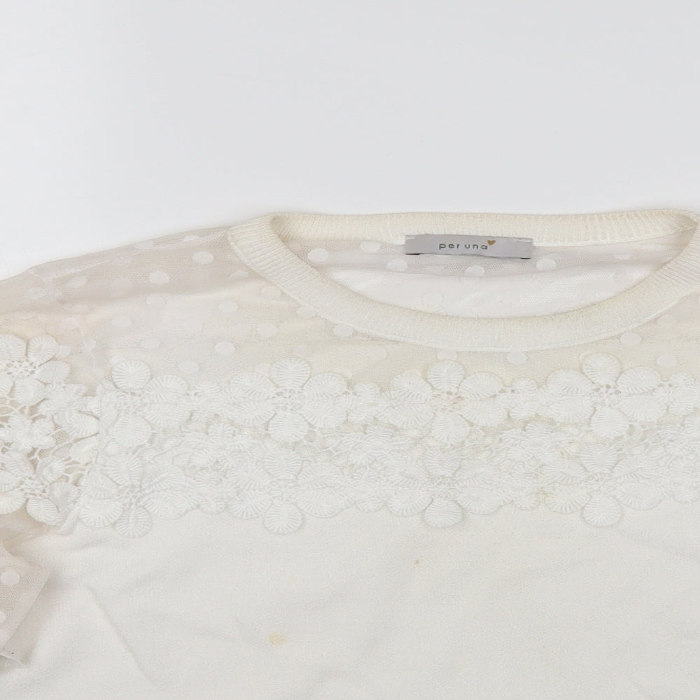 Per Una Womens White Floral  Pullover Jumper Size 16