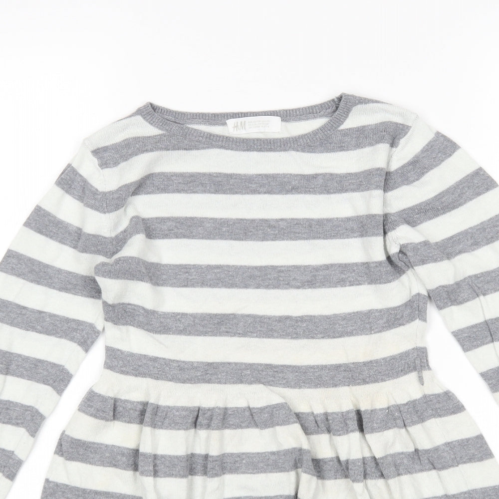 H&M Girls Multicoloured Striped  Jumper Dress  Size 7-8 Years