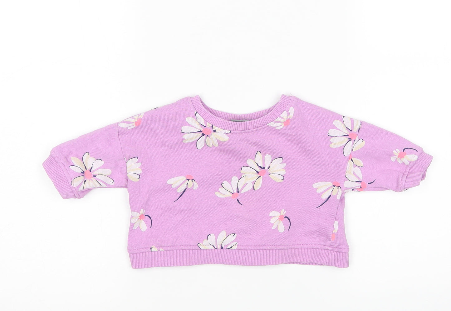 NEXT Girls Purple Floral  Pullover Jumper Size 3-6 Months