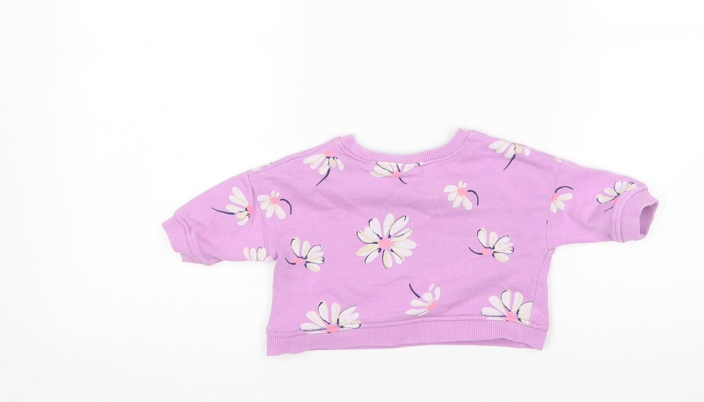 NEXT Girls Purple Floral  Pullover Jumper Size 3-6 Months