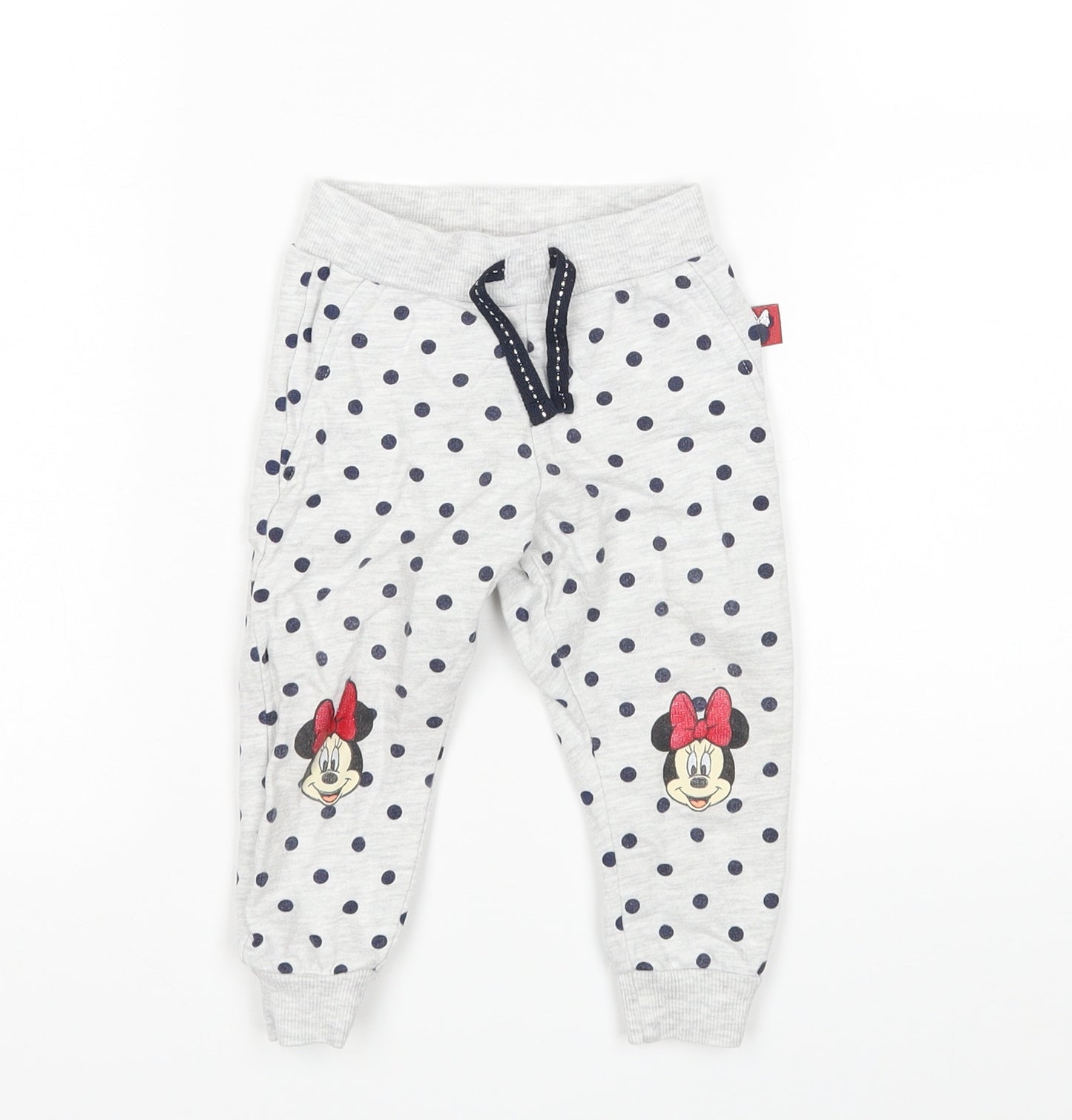 Primakr Girls Grey Polka Dot  Sweatpants Trousers Size 9 Months  - Minnie Mouse