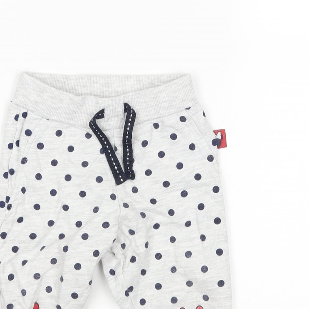 Primakr Girls Grey Polka Dot  Sweatpants Trousers Size 9 Months  - Minnie Mouse