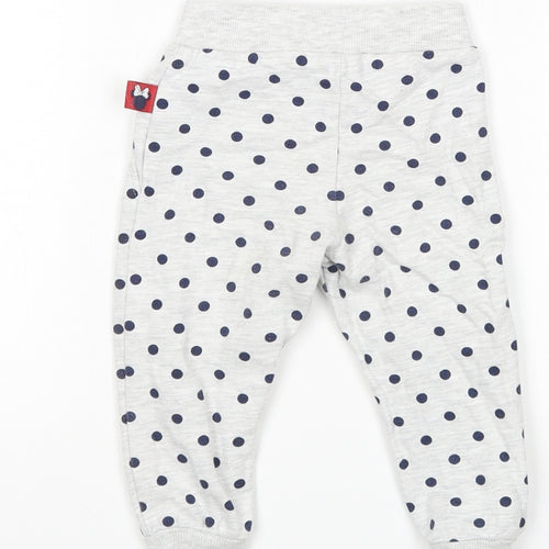 Primakr Girls Grey Polka Dot  Sweatpants Trousers Size 9 Months  - Minnie Mouse