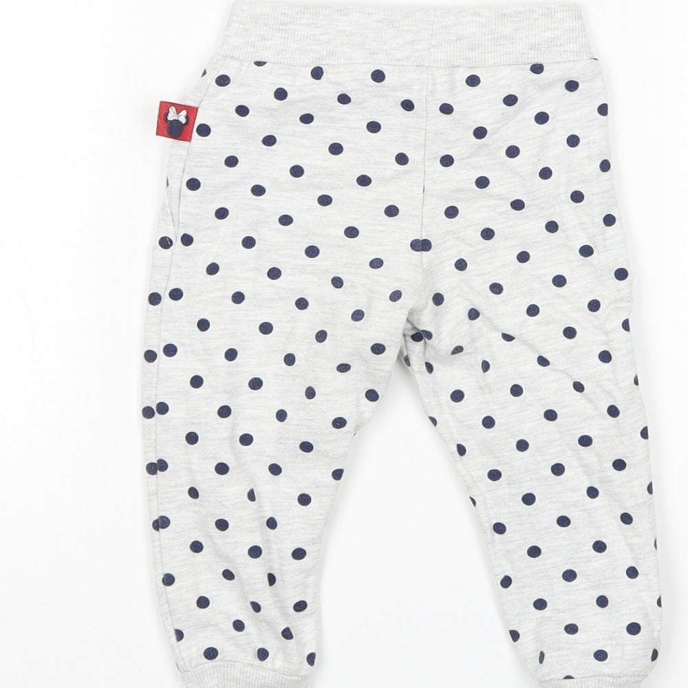 Primakr Girls Grey Polka Dot  Sweatpants Trousers Size 9 Months  - Minnie Mouse