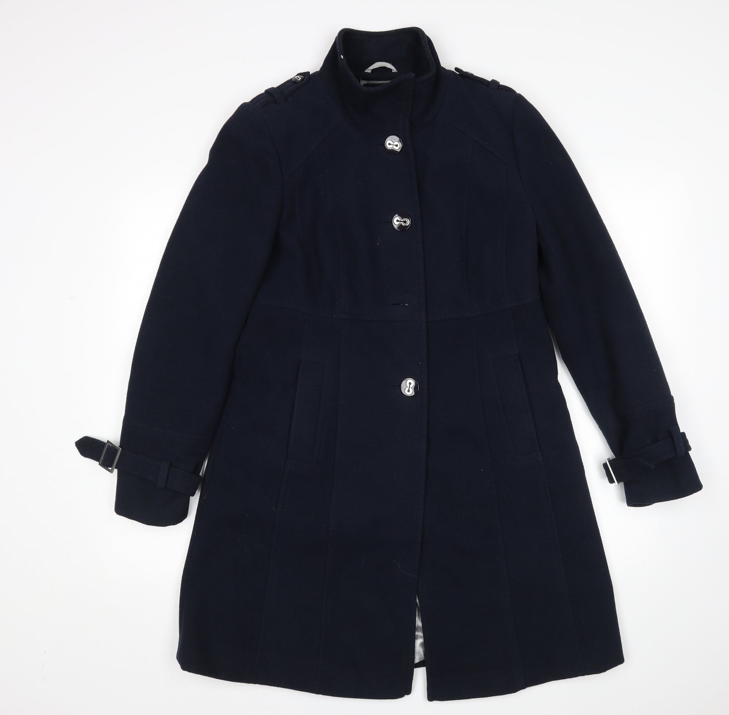 Wallis Womens Blue   Overcoat Coat Size 12