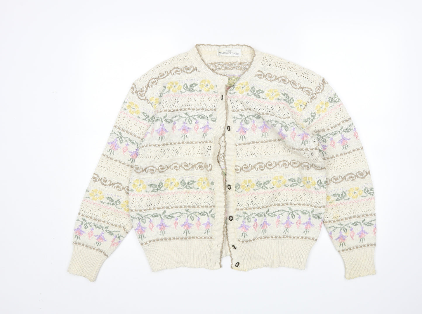 M&S Womens Multicoloured Floral  Cardigan Jumper Size 14