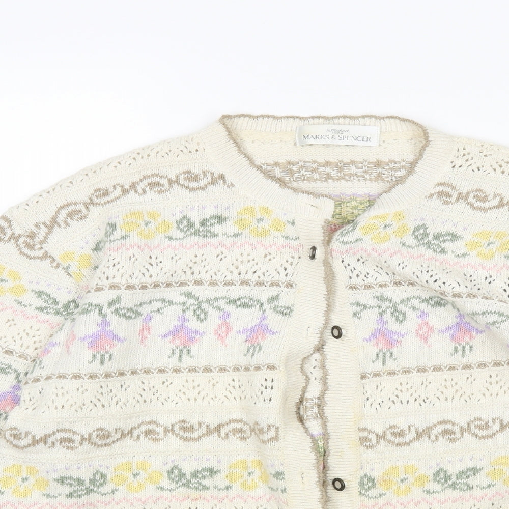 M&S Womens Multicoloured Floral  Cardigan Jumper Size 14