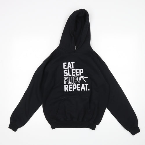 Gildan Girls Black   Pullover Hoodie Size L  - Eat Sleep Flip Repeat