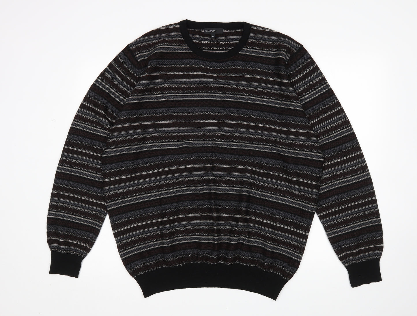 M&S Mens Multicoloured Striped  Pullover Jumper Size 2XL