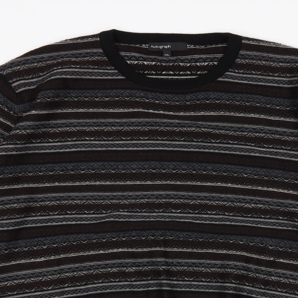 M&S Mens Multicoloured Striped  Pullover Jumper Size 2XL