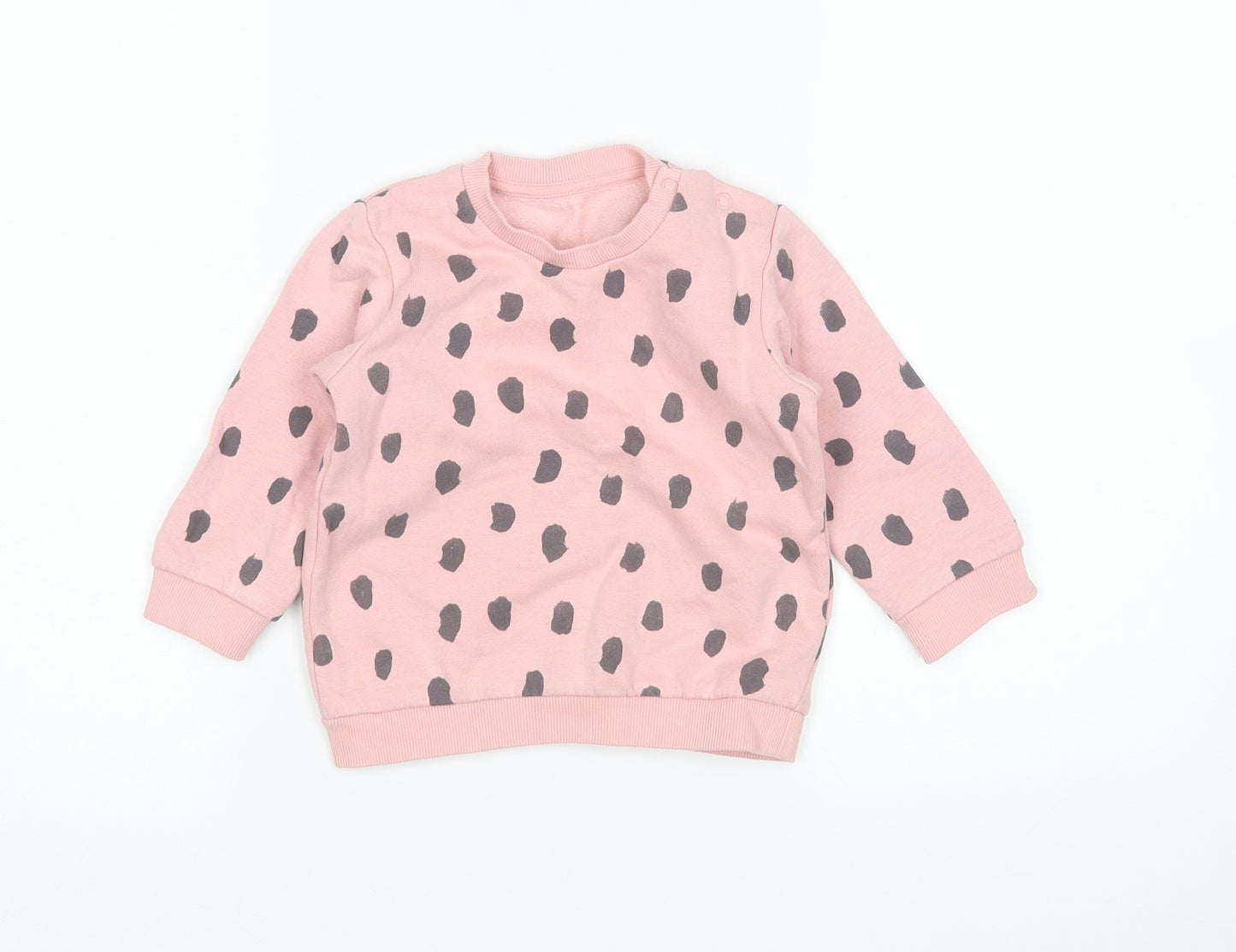 M&S Girls Pink Animal Print  Pullover Jumper Size 9-12 Months