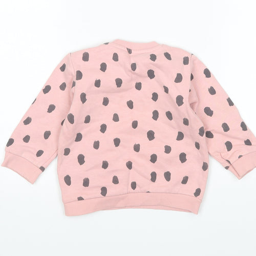 M&S Girls Pink Animal Print  Pullover Jumper Size 9-12 Months