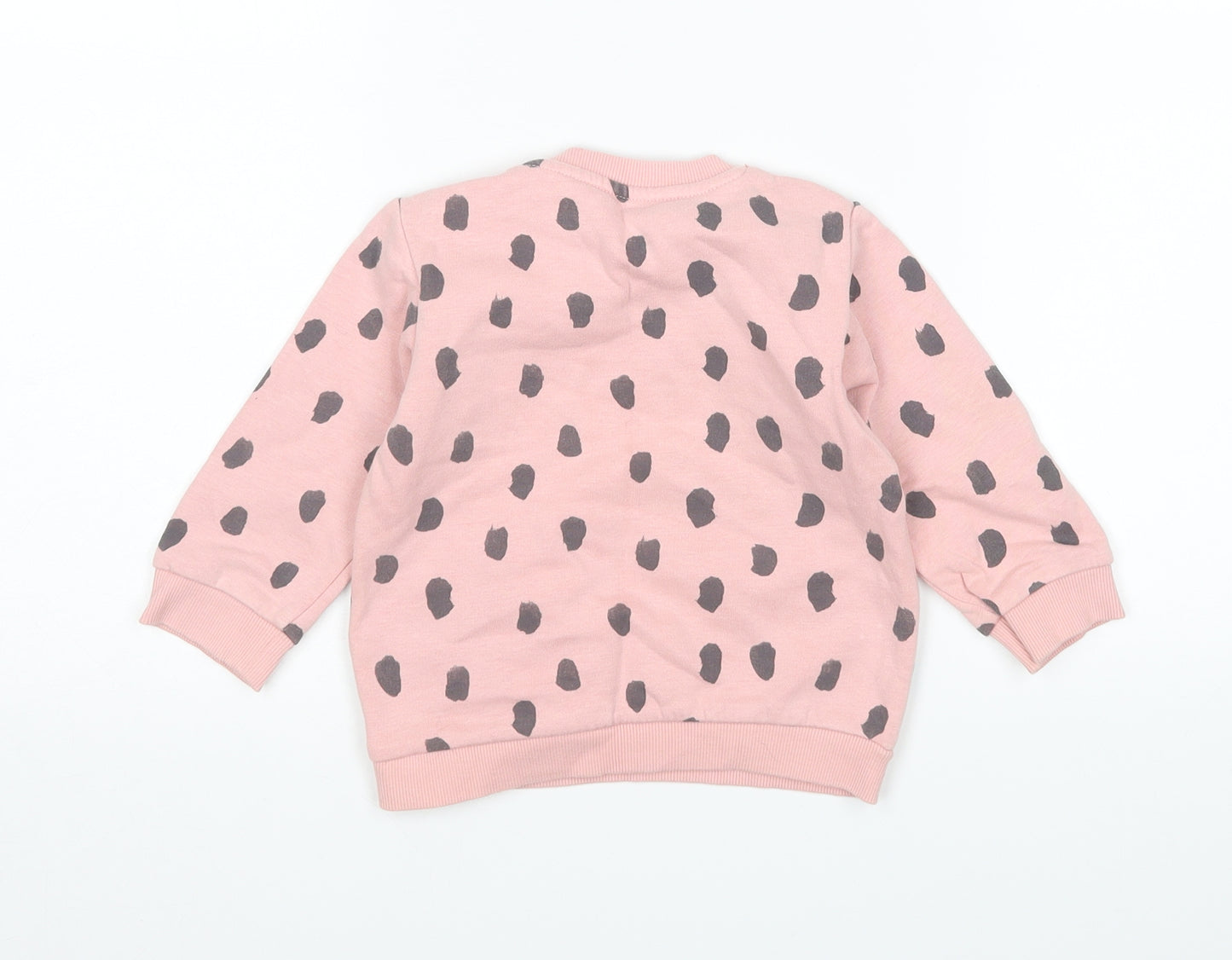 M&S Girls Pink Animal Print  Pullover Jumper Size 9-12 Months